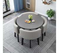 Ensemble de salle à manger contemporain 4 pièces en bois avec table ronde carrée et chaises de 80 cm - Mobilier de maison moderne pour salle à manger ou cuisine