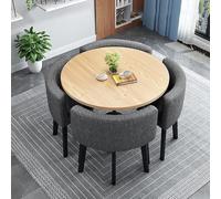 Ensemble de salle à manger contemporain pour 4 personnes avec table ronde et chaises, parfait pour les petits espaces de cuisine