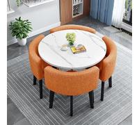 Ensemble de salle à manger contemporain pour 4 personnes avec table ronde et chaises, parfait pour les petits espaces de cuisine