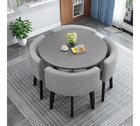 Ensemble de salle à manger contemporain pour 4 personnes avec table ronde et chaises, parfait pour les petits espaces de cuisine