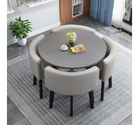 Ensemble de salle à manger contemporain pour 4 personnes avec table ronde et chaises, parfait pour les petits espaces de cuisine