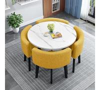 Ensemble de salle à manger contemporain pour 4 personnes avec table ronde et chaises, parfait pour les petits espaces de cuisine