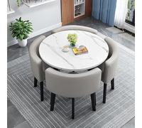 Ensemble de salle à manger contemporain pour 4 personnes avec table ronde et chaises, parfait pour les petits espaces de cuisine