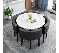 Ensemble de salle à manger contemporain pour 4 personnes avec table ronde et chaises, parfait pour les petits espaces de cuisine