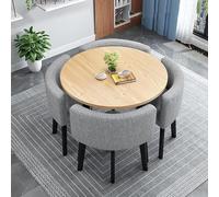 Ensemble de salle à manger contemporain pour 4 personnes avec table ronde et chaises, parfait pour les petits espaces de cuisine
