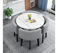 Ensemble de salle à manger contemporain pour 4 personnes avec table ronde et chaises, petite table de cuisine ronde pour petits espaces, table à manger circulaire pour salle à manger moderne, 90 x 90