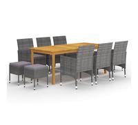 Vidaxl Ensemble De Salle À Manger De Jardin 11 Pcs Gris