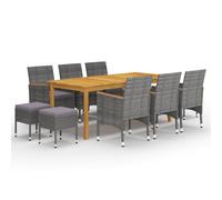 Vidaxl Ensemble De Salle À Manger De Jardin 11 Pcs Gris