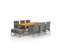 Vidaxl Ensemble De Salle À Manger De Jardin 11 Pcs Gris