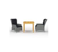 Ensemble de salle à manger de jardin, 3 pcs Gris clair