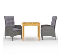 Ensemble de Salle à Manger de Jardin 3 pcs Table et Chaises de Repas de Patio Mobilier de Terrasse Mobilier à Dîner d'Extérieur Noir