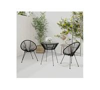 Vidaxl Ensemble De Salle À Manger De Jardin 3 Pcs Noir Noir