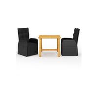 Ensemble de Salle à Manger de Jardin 3 pcs Noir Mobilier à Dîner Patio vidaXL
