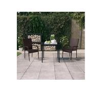 Vidaxl Ensemble De Salle À Manger De Jardin 3 Pcs Marron Et Noir Marron
