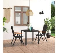 Ensemble de Salle à Manger de Jardin 3 pcs Noir et Marron Dîner Patio vidaXL