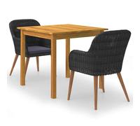 Ensemble de Salle à Manger de Jardin 3 pcs Noir Mobilier à Dîner Patio vidaXL