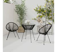 Vidaxl Ensemble De Salle À Manger De Jardin 3 Pcs Noir Noir