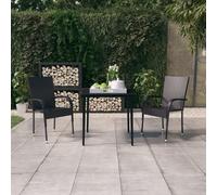 Vidaxl Ensemble De Salle À Manger De Jardin 3 Pcs Noir Noir