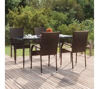 Vidaxl Ensemble De Salle À Manger De Jardin 5 Pcs Gris Et Noir Gris