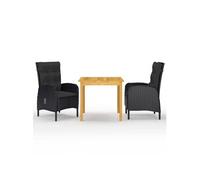 vidaXL Ensemble de Salle à Manger de Jardin 3 pcs Table et Chaises de Repas de Patio Mobilier de Terrasse Mobilier à Dîner 3067680 Noir G
