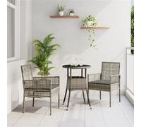 vidaXL Ensemble de Salle à Manger 3 Pièces Gris Poly Rattan
