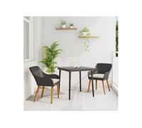 Vidaxl Ensemble De Salle À Manger De Jardin 3 Pièces En Poly Rotin Noir