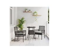 Ensemble de Salle à Manger de Jardin 3 Pièces Noir Poly Rotin G