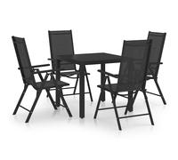 Ensemble de Salle à Manger de Jardin 5 pcs Table et Chaises de Repas d'Extérieur Mobilier de Patio Meubles de Terrasse Aluminium Noir