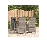 Ensemble de salle à manger de jardin 5 pcs avec coussins Gris 3185025