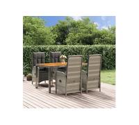Ensemble de salle à manger de jardin 5 pcs avec coussins Gris 3185040