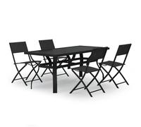 vidaXL Ensemble de jardin 5 pièces gris et noir