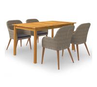 Ensemble de Salle à Manger de Jardin 5 pcs Marron Mobilier Terrasse vidaXL