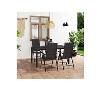 Ensemble de Salle à Manger de Jardin 5 pcs Noir Mobilier Patio Dîner vidaXL