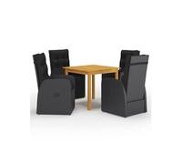 Vidaxl Ensemble De Salle À Manger De Jardin 5 Pcs Noir