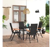 Ensemble de Salle à Manger de Jardin 5 pcs Noir et Marron Dîner Patio vidaXL