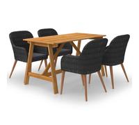 Ensemble de Salle à Manger de Jardin 5 pcs Noir Mobilier de Patio Dîner vidaXL