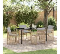 vidaXL Ensemble de Salle à Manger pour Jardin 5 pcs Beige polyrotin, Salon de Jardin et terrasse, Ensemble de Repas extérieur Moderne, mobilier Durable et Minimaliste pour espaces urbains