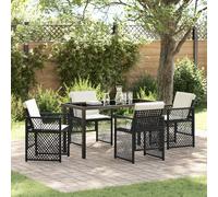 vidaXL Ensemble de Salle à Manger pour Jardin 5 pcs Noir polyrotin, Salon de Jardin et terrasse, Ensemble de Repas extérieur Moderne, mobilier Durable et Minimaliste pour espaces urbains