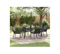Ensemble de salle à manger de jardin 5 pièces avec coussins noir en rotin poly 3379320