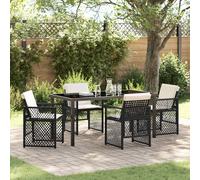 vidaXL Ensemble de Salle à Manger pour Jardin 5 pcs Noir polyrotin, Salon de Jardin et terrasse, Ensemble de Repas extérieur Moderne, mobilier Durable et Minimaliste pour espaces urbains