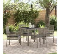 Ensemble De Salle À Manger De Jardin 5 Pièces Vidaxl Avec Coussins En Poly Rotin Gris