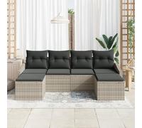 Ensemble de Salle à Manger de Jardin 6 Pièces avec Coussins Rattan Synthétique Gris Clair,Canapés de Jardin,48.6KG-3355501