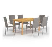 Ensemble de Salle à Manger de Jardin 7 pcs Gris Mobilier à Dîner Patio vidaXL