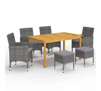 vidaXL Ensemble de Salle à Manger de Jardin 7 pcs Mobilier à Dîner de Terrasse Table et Chaises de Repas de Patio Mobilier 3067778 Gris G