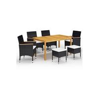 Vidaxl Ensemble De Salle À Manger De Jardin 7 Pcs Noir
