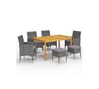 vidaXL Ensemble de Salle à Manger de Jardin 7 pcs Mobilier à Dîner de Terrasse Table et Chaises de Repas de Patio Mobilier 3067778 Gris G