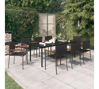 Ensemble de Salle à Manger de Jardin 7 pcs Noir Mobilier Dîner Patio vidaXL