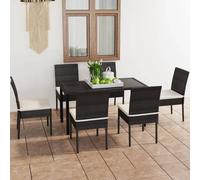 Ensemble de Salle à Manger de Jardin 7 pcs Résine Tressée Noir Patio vidaXL