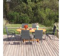 Vidaxl Ensemble De Salle À Manger De Jardin 7 Pcs Résine Tressée Gris