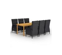Vidaxl Ensemble De Salle À Manger De Jardin 7 Pcs Noir